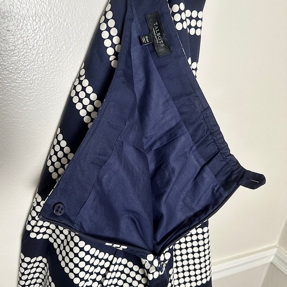 Talbots Woman Navy & White Polka Dot Pleated Skirt Stretch Cotton A-Line 16WP - Picture 9 of 15
